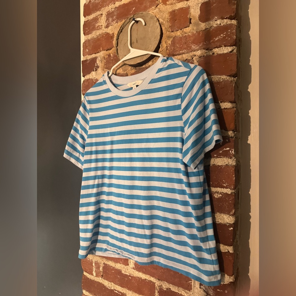 Blue and White Striped Kids Shirt